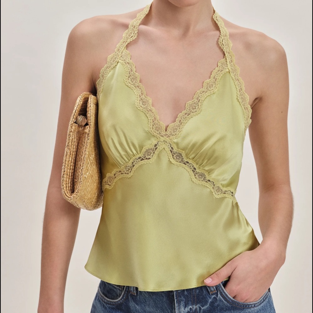 Reformation Lace Trim Halter Monica Top
